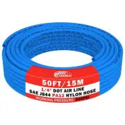 CheeMuii 50 FT 1/4" DOT Air Line Blue 1/4 PA12 Nylon Pneumatic Tubing 15.2 Me...
