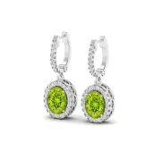 Peridot & Diamond 925 Sterling Silver May Birthstone Drop Earring #1008