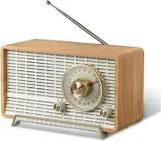 AM FM Radio Classic Retro Wood Table Radio Bluetooth Compatible BY YOWGUIF