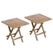 Acacia Wood Outdoor Side Table Set of Patio Folding End Table with X 2 Square