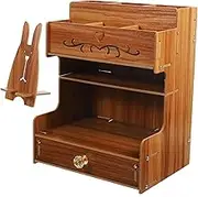 JEWEDECO Wooden Desktop Organizer with Capacity Multipurpose Pen Holder and Stationery Storage for Creative Design with Compartments for Neat Desk Organization