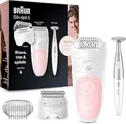 Braun Silk-épil 5 Beauty Set, Women's Epilator for Body Hair Removal, Razor, Trimmer, Massage, Bikini Trimmer, Bag, Gift, 5-820, Pink