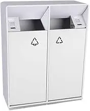 Outdoor Trash Can 38L/80L Outdoor Garbage can Double Barrel White Square Metal Garbage can, Modern Household Commercial Garbage can (with Ashtray) Outside Garbage can(Medium)