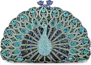 MOSSMON Peacock Luxury Rhinestone Crystal Evening Clutch Bag Sparkly Bride Wedding Party Purses for Women