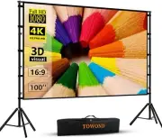 Towond Projector Screen with Stand, 100 inch Indoor Outdoor Projection Screen, P