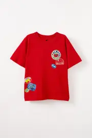[Cotton On Kids] Cotton On Kids - Jonny Short Sleeve Graphic Print Tee - Varsity red/medi sticker 4 VARSITY RED/MEDI STICKER