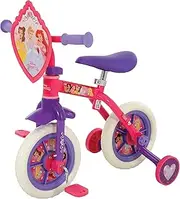 Disney Princess 2-in-1 Training Toddler Bike - Convertible Training & Balance Bike for 2+ Years Girls & Boys with Removable Pedals & Stabilisers - Adjustable 10 Inches Bikes for Kids