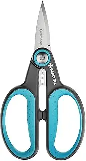 GARDENA HerbCut: stainless steel herb scissors for cutting herbs with woody stems, 52 mm blades, handles made from recycled plastic, with leaf stripper for herbs like rosemary (12214-20)
