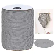 Macrame Cord 3mm x 328 Yards 3 Strands Twisted Cotton Rope for Wall Hanging Gray
