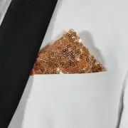 NEW - Men's Sequin Pre-Folded Point Design Pocket Square Insert - Rose Gold