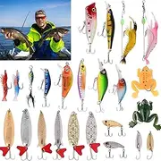 24-Pieces Fishing Lure Kits,Fishing Bait Kit,Fishing Gift Fishing Lures Tackle Kit for Fishing Lovers Starter Freshwater Father Boyfriend Brother