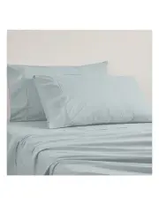 [Logan and Mason] 250Tc Poly Cotton Percale Sheeting in Chambray