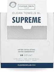 Clean Skin Club Clean Towels XL™ Supreme, 100% USDA Biobased Face Towel, Disposable Face Towelette, Eczema Association Accepted, Makeup Remover Dry Wipes, Ultra Soft, 50 Ct, 1 Pack