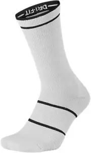 1 PAIR: NIKE YOUTH SX6913-106 ESSENTIALS CREW SOCKS (WHT/BLK) SIZE SMALL 3Y-5Y
