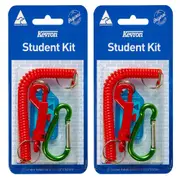 2x 4pc Kevron School ID Student Card/Tag Holder Kit/Carabiner Assorted Colour