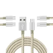 Catzon 1M 2M 3M 5Packs Micro USB Cable Nylon Braided Phone Cable Fast Charger Cable USB Cord -Gold Silver