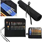 Paint Brush Roll Canvas Pouch, 30 Slots Holder Roll Up Bag, Artist Acrylic Oil Watercolour Case, Student Draw Pen Gouache Watercolor Oil Storage (Black)
