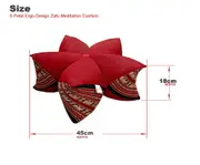 Thai 45x18 cm 5-Petal Ergo-Design Zafu Meditation Cushion BlueEle 100% Organic Kapok Fiber