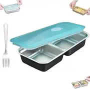 Stainless Steel Snack Containers, Grab and Go Snack Box Reusable with Leakproof Lids, for Snacks Dips Travel and Outdoor Camping Food Storage, Double Compartment Snack Containers for Kids(Silver A)