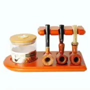 Wooden Tobacco 5 Pipes Rack Handmade Smoking Pipe Display Shelf Stand Holder