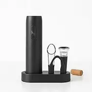 Stapex Battery Operated Electric Wine Opener, 5 in 1 Set with Automatic Wine Bottle Corkscrew Opener, Foil Cutter, Vacuum Stopper,Wine Pourer and Storage Stand, Drip-Free, Smooth Pouring Every time