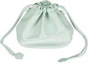 PU Leather Drawstring Camera Bag, Waterproof PU Leather Drawstring Pouch Bag for Camera, Cute Portable Soft Camera Case with Shoulder Straps for Girls Students Women (Green)