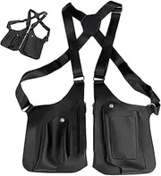 [Generic] Double Shoulder Strap Multi-Pocket Anti-Theft Bag - Outdoor Fashion Shoulder Bag Multi Pocket Shoulder Bag | Fashion Outdoor Shoulder PU Leather Pocket Bag For Travel, Shopping