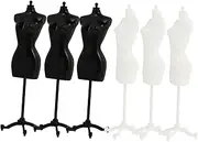 jojofuny 6pcs Mini Doll Dress Support Half Body Mannequin Model Full Dress Stand for Doll House Decor