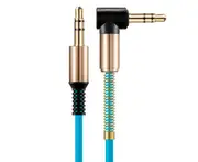 3.5mm Male Straight to Elbow Audio Adapter Cable Cord for Phone MP3 Car Speaker Blue