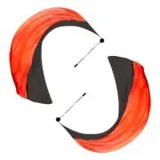 1 Pair Dance Silk Veil Poi with Throw Ball 79" x 32", Black&Red Gradient