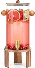 FavorFlavor 1.5 Gallon Glass Drink Dispenser With Stand, Stainless Steel Spigot, Perfect for Parties, Sun Tea, Beer