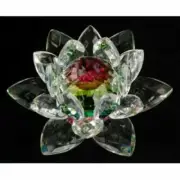 5 inch Rainbow Crystal Lotus Flower Feng Shui Home Decor with Gift Box