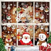 Enwokran Double-Sided Christmas Window Stickers 10 Sheets 288pcs, Christmas Window Decorations Clings Decals Snowflake Santa Claus Reindeer for Office School Home Decorations Xmas Gift Party