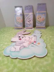 Vintage Looney Tunes Nursery Wooden Wall Decor. And 3 Self Stuck Borders 5...