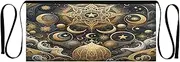 [Joitme] Intricate Crescent Star Gold Apron for Men, Bar Aprons for Men, Short Apron, Work Aprons, Intricate Crescent Star Gold