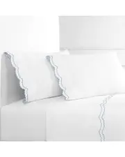 Melange Home Double Scalloped Embroidered 300 Thread Count Sheet Set