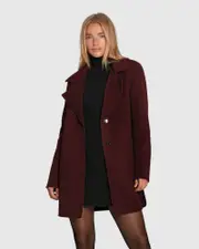[Belle & Bloom] Ex-Boyfriend Wool Blend Oversized Jacket - Burgundy