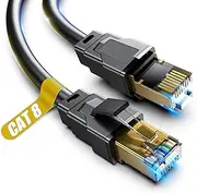 Cat 8 Ethernet Cable, 40ft Heavy Duty High Speed Internet Network Cable, Professional LAN Cable, 26AWG, 2000Mhz 40Gbps with Gold Plated RJ45 Connector, Shielded in Wall,Indoor&Outdoor