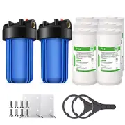 2Pack Big Blue Whole House Water Filter Housing System &6P 10" x 4.5" PGC Carbon