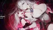 Anime girls emden azur lane white hair long twins big Playmat Gaming Mat Desk