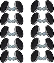 BQLZR 8mm Thread Round Base Black Adjustable Furniture Levelling Feet Table Leg Pack of 20