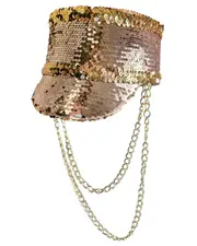 Gold Sequins Festival Chain Costume Hat