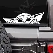 MAZ DISTRIBUTIONS – Baby On Board Peeking Yoda Sticker – Vinyl Decal for Laptop – Removable Waterproof Sticker for Waterbottle – Useable Indoor and Outdoor – Easy use for Car and Van Bumper – MAZ-439