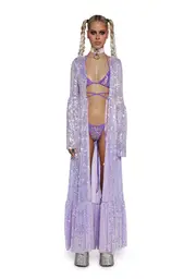 [Club Exx] Electric Daze Sequin Duster- Light Purple