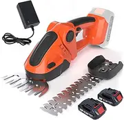 Cordless Hedge Trimmer & Grass Shears - 2-in-1 Handheld Grass Trimmer Cutter, 24V Electric Shrub Trimmer Hedge Shear with 2 1500mAh Battery, Hedge Shear for Garden, Lawn
