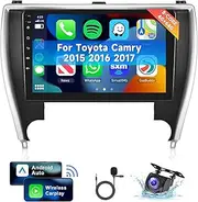 [8 CORE 4G+64G] Car Radio for Toyota Camry 2015 2016 2017 with Wireless Carplay/Android Auto, 10.1 Inch Android 13 IPS Touch Screen Car Stereo, Bluetooth, GPS, WiFi, SWC, DSP + Backup Camera