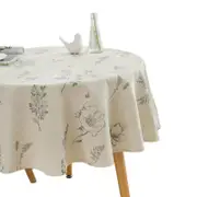 Catzon Print Round Tablecloth Cotton Linen Decorative Table Cover-Linen
