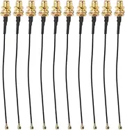 EVTSCAN 10Pcs 4 inches UFL (IPEX/IPX) to SMA Antenna Extension Cable, with Gold Plated Brass Connector, 50 ohms Impedance, for Connecting RF Modules, Antennas, Routers, RF Connectors