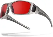TIJN Polarized Sports Sunglasses for Men Women UV Protection Goggles with Floating Strap Ideal for Driving, Cycling, Fishing