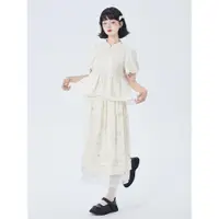 在飛比找ETMall東森購物網優惠-小蔥良裁 新中式國風套裝女夏季竹子印花旗袍領上衣半身裙兩件套